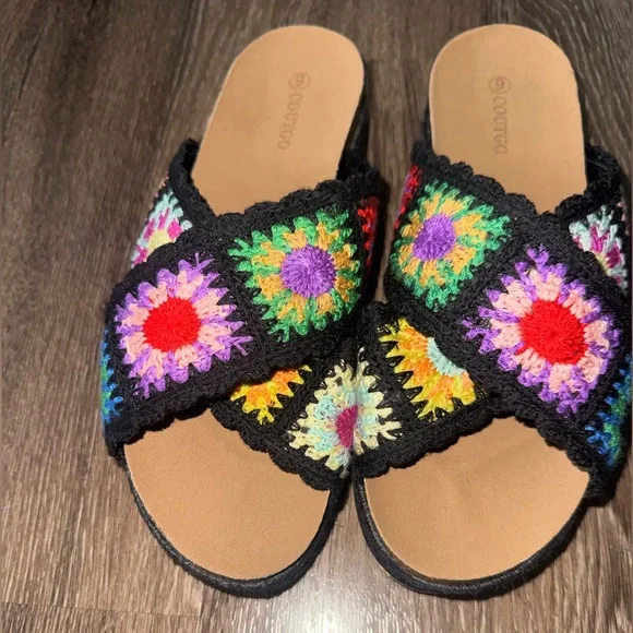 Coutgo Colorful Multicolor Crochet Women's Sandals Size 9 - Picture 6 of 6